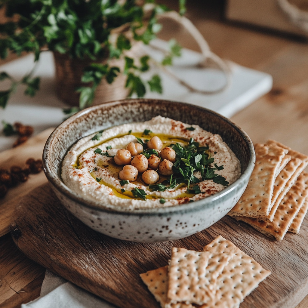 Hummus-Rezept mit Tahin, Olivenöl und Knoblauch