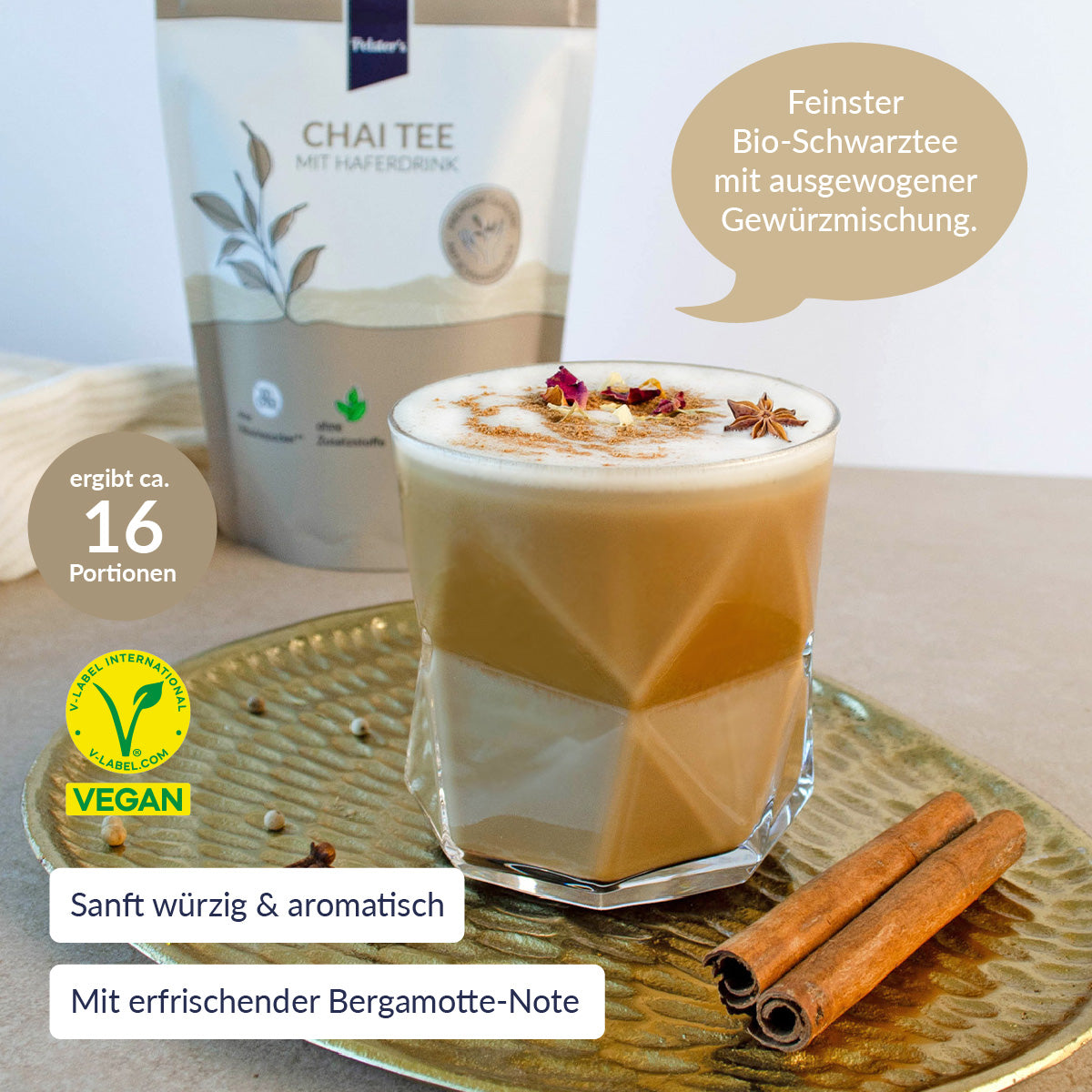 Zubereiteter Chai Tee mit Haferdrink