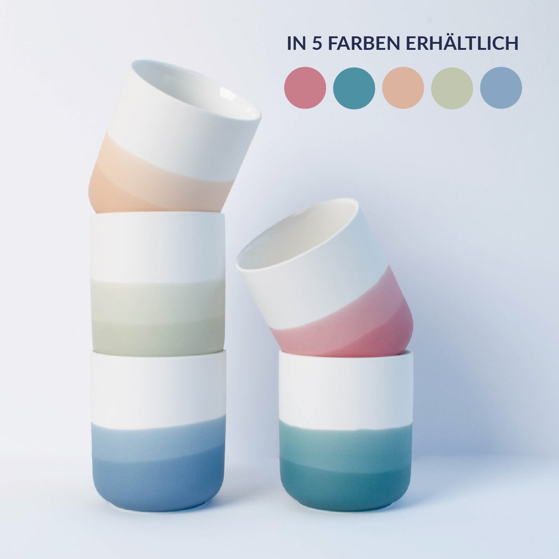 Pelster's Porzellan Becher in stilvollen Farben. 