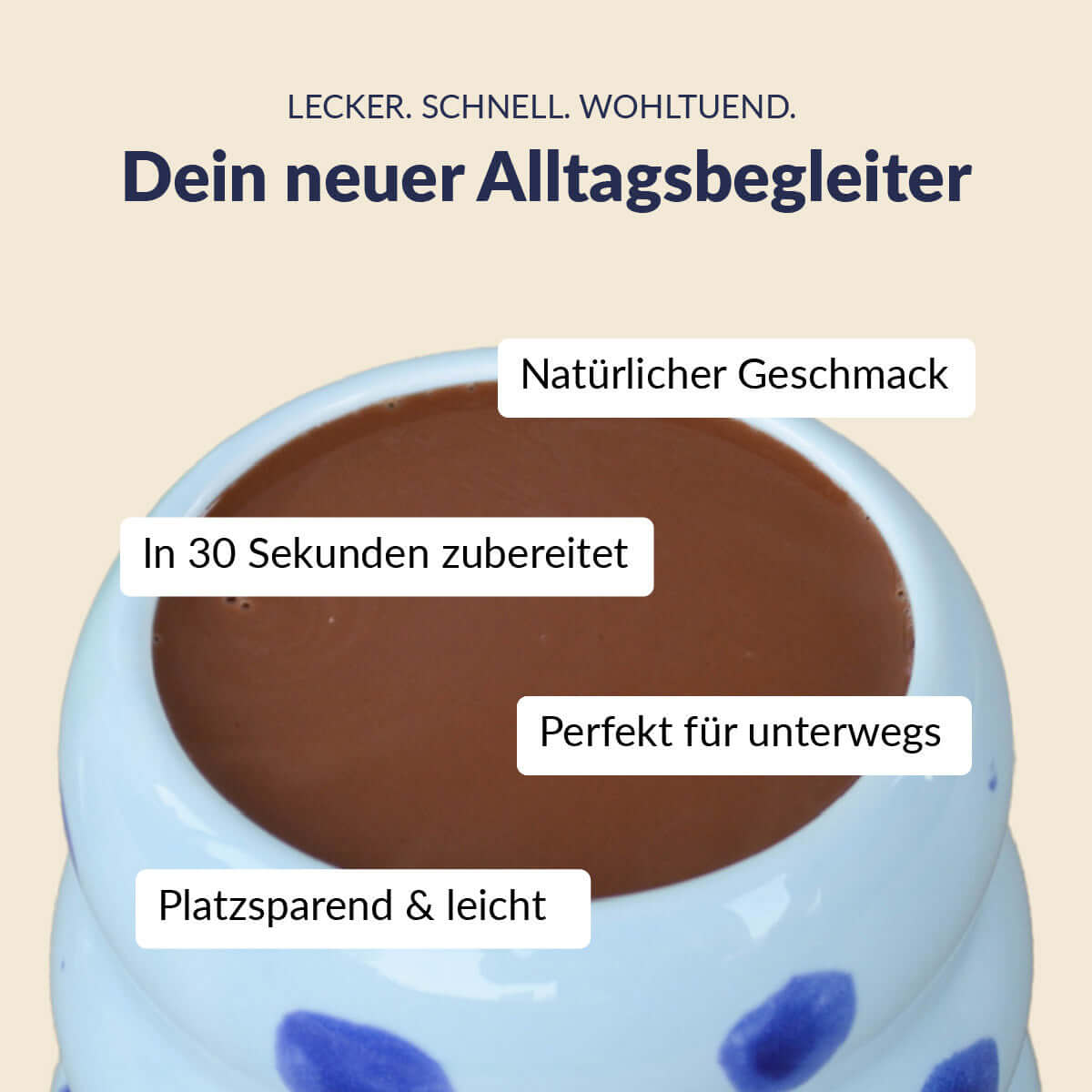 Schokodrink in einer Tasse mit USPs
