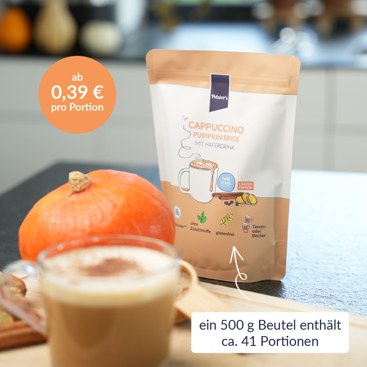 Pumpkin Spice Cappuccino in einem 500g beutel ab 0,39€ pro Portion