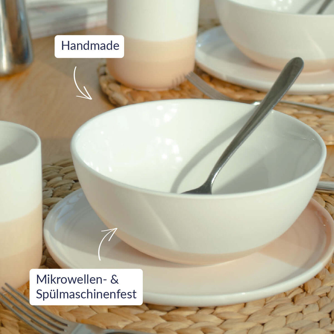 Großes Ombré Frühstücksset aus Porzellan in trendigen Farben mit 20% sparen.