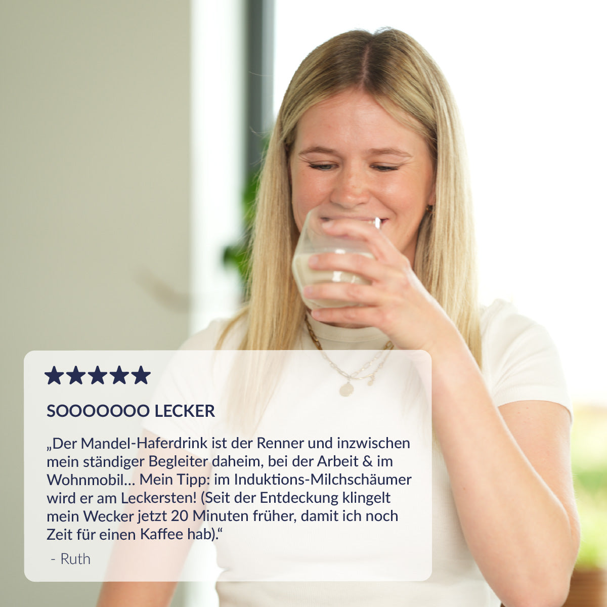 Hafer-Mandeldrink mit positivem Kommentar 