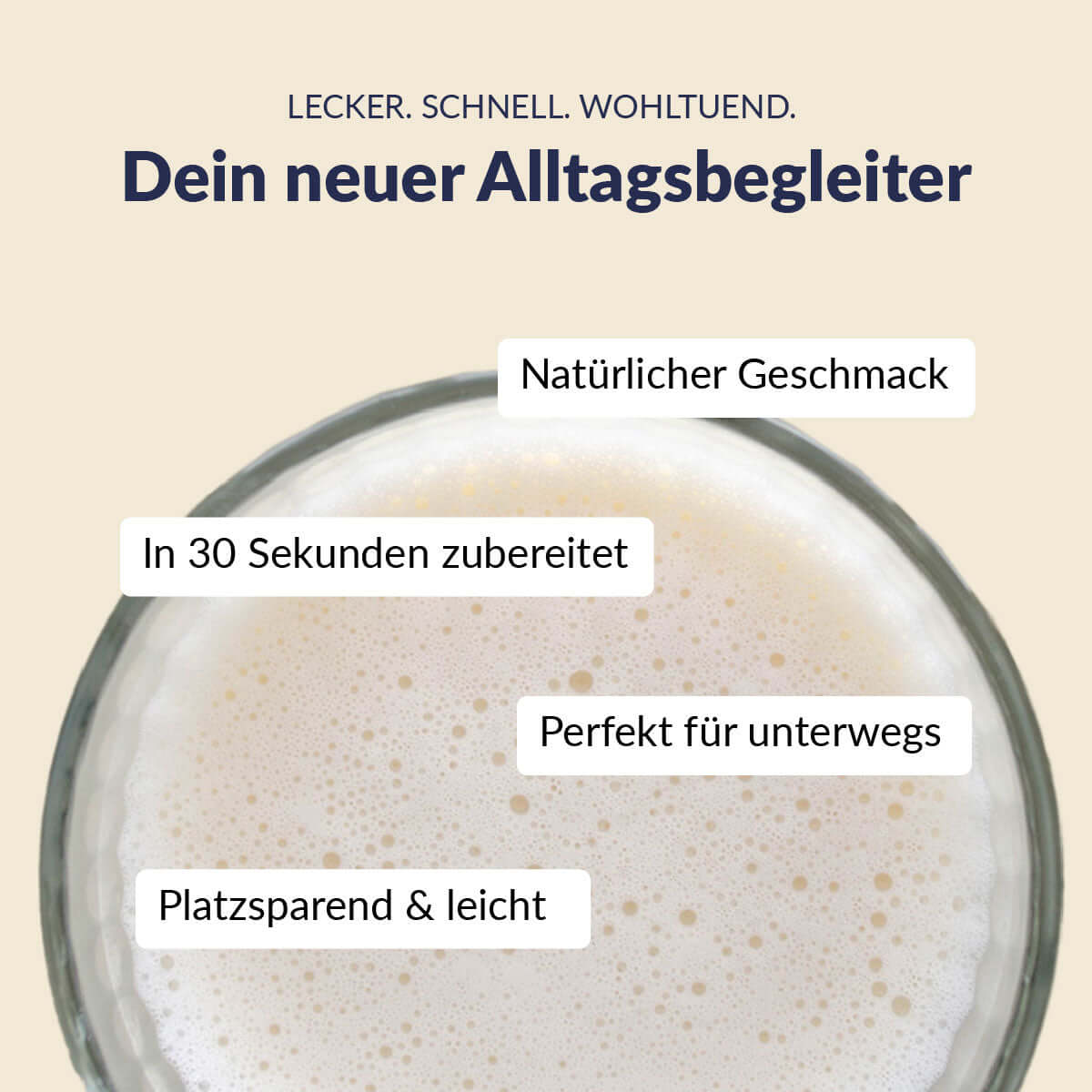 Pelster's Haferdrinkpulver mit natürlichem Geschmack, in 30 Sekunden zubereitet, perfekt für unterwegs.
