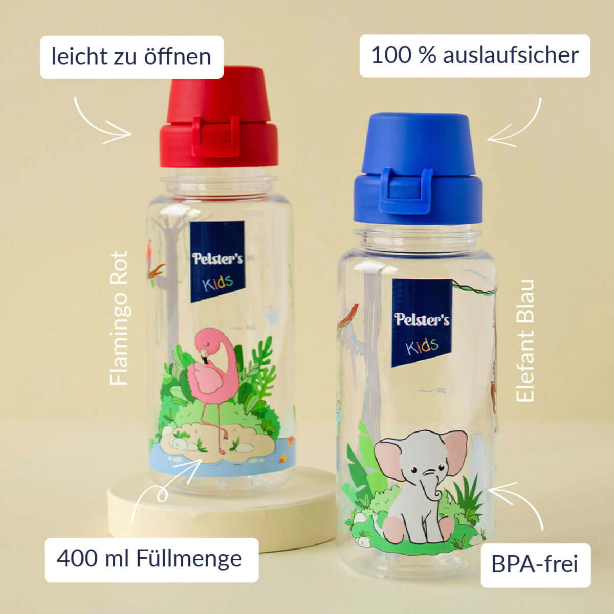 Trinkflasche mit USPs und zwei verschiedenen Farben 