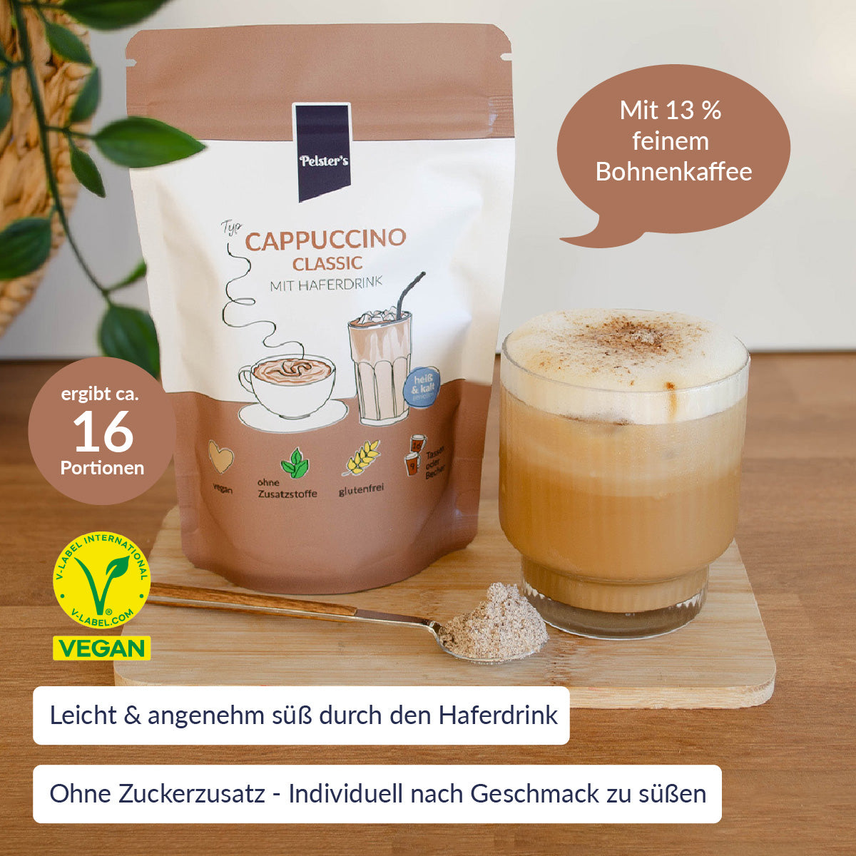 Cappuccino Classic Beutel und zubereitet mit USPs