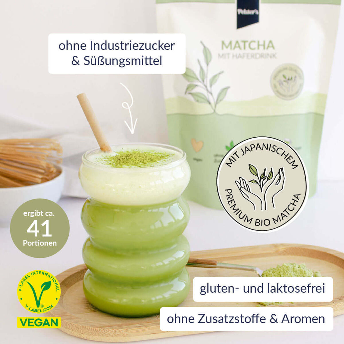 pelsters matcha und Cappuccino Bundle mit Glasshaker nach wahl