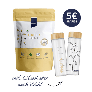 pelsters bio haferdrink starterbundle mit bio haferdrink  und glasshaker nach wahl mit 5€ sparen
