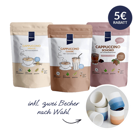 pelsters cappuccino liebe bundle mit cappuccino typ classic, schoko und vanille inkl. 2 Bechern