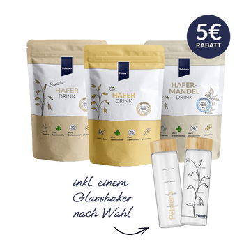 pelsters haferdrink starter bundle barista haferdrink, bio haferdrink, hafer mandeldrink und glasshaker