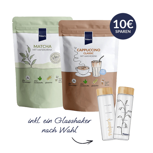 pelsters matcha und Cappuccino Bundle mit Glasshaker nach wahl 10€ sparen